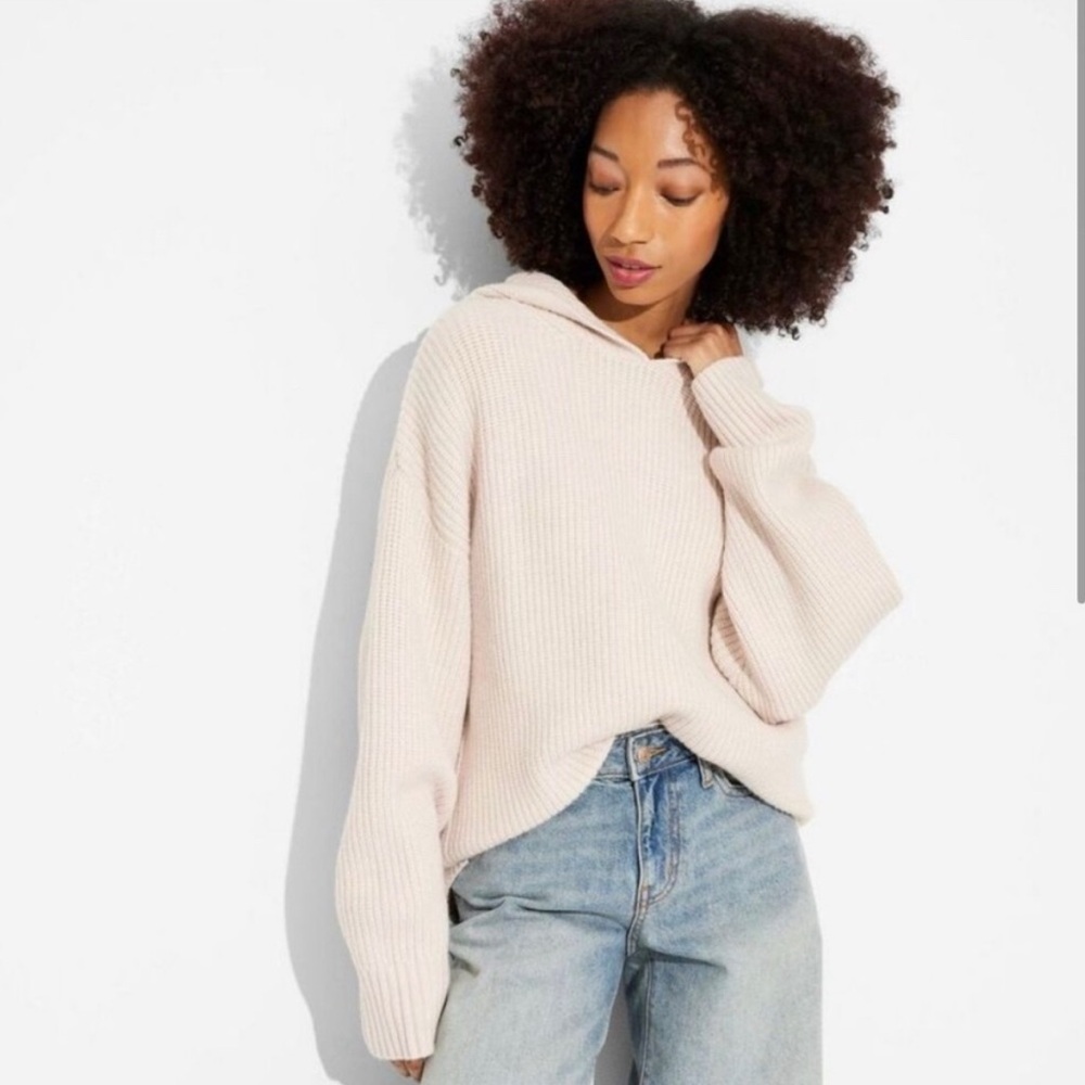 Wild Fable oversized ribbed hooded pullover sweater - size medium